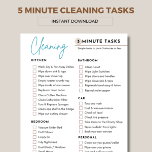 5 Minute Cleaning Tasks Checklist