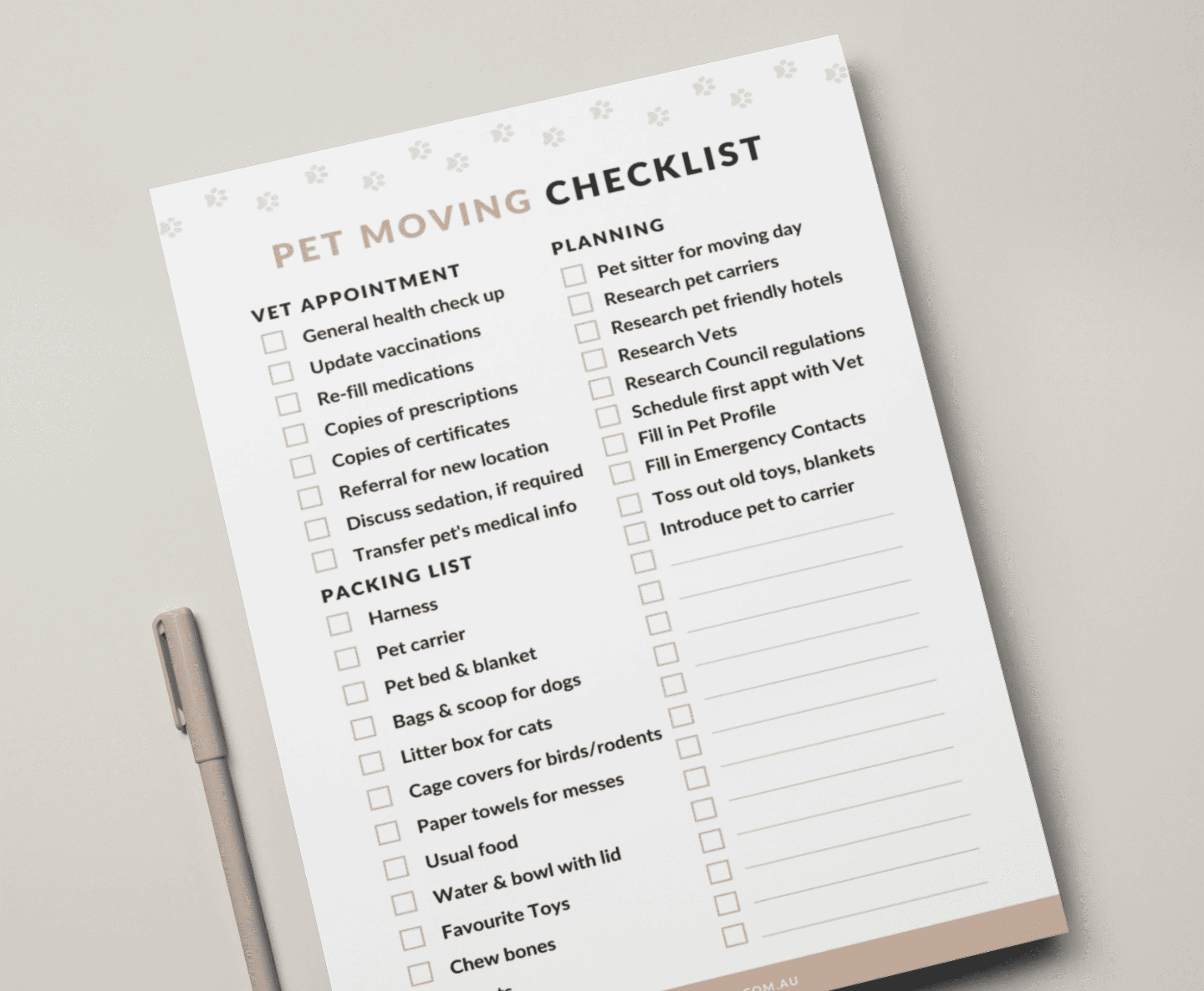 Pet Moving Checklist Leaving Home