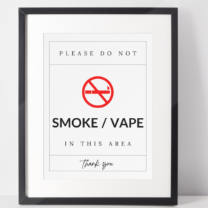 Please do not smoke or vape sign