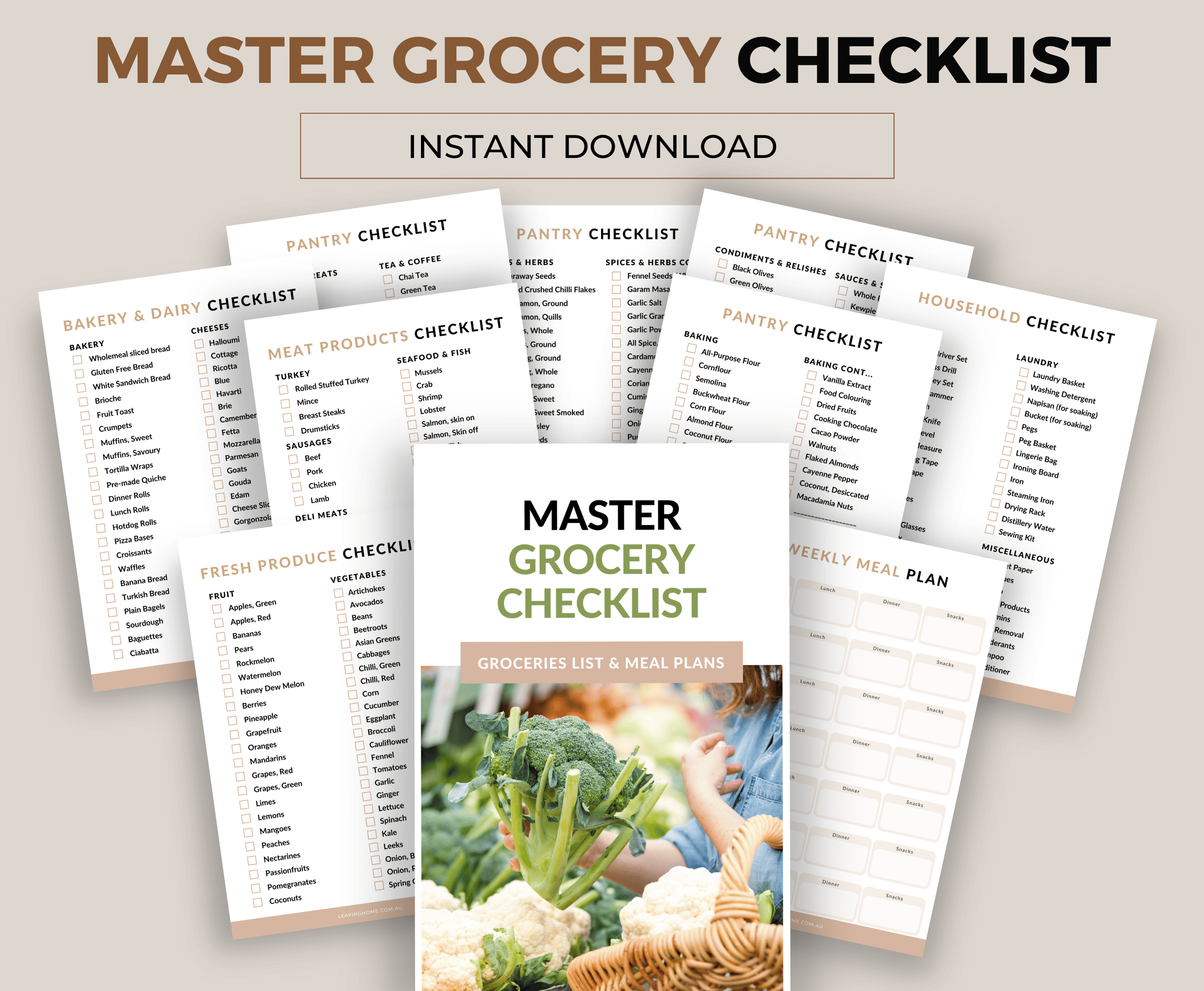 Master Grocery Checklist - LEAVING HOME