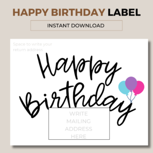 happy birthday parcel label